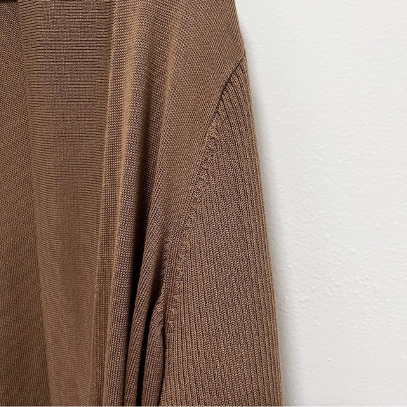COLDWATER CREEK Silk Blend Long Line Open Cardigan In Mocha Size Large - Picture 3 of 7